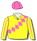 YELLOW, PINK DIAMOND SASH, PINK SEAMS ON SLEEVES AND CAP