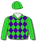 LIME GREEN, PURPLE DIAMONDS, POM POM