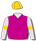 Cerise, grey sleeves, gold armbands & cap