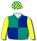 EMERALD GREEN, ROYAL BLUE QUARTERS, YELLOW SLEEVES, YELLOW AND EMERALD GREEN CHECKED CAP