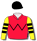 RED, BLACK ZIG ZAG BAND, YELLOW AND BLACK HOOPED SLEEVES, BLACK CAP, YELLOW ZIG ZAG BAND