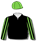 Black, lime green striped sleeves, lime green cap