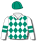 WHITE, EMERALD GREEN DIAMONDS, ARMBANDS AND CAP