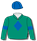Emerald green, royal blue diamond (b&f), arm band & cap