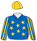 Royal blue, gold stars, striped sleeves, gold cap