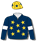 Navy blue, gold stars (b&f), white armbands, gold cap with navy blue star