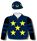 Oxford blue, yellow stars (b&f), black & oxford blue hooped sleeves, oxford blue cap with yellow horseshoes