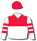 WHITE, RED YOKE AND HOOPED SLEEVES, RED CAP