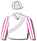 WHITE, GREY SASH, PINK STRIPED SLEEVES, GREY CAP