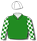 GREEN, WHITE CHECKED SLEEVES, WHITE CAP