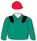 Emerald green, black epaulettes, emerald green sleeves and red cap