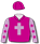 CERISE, LILAC CROSS, LILAC SLEEVES, CERISE STARS, QUARTERED CAP