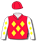 RED, YELLOW DIAMONDS, WHITE SLEEVES, YELLOW DIAMONDS