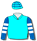 Aqua, royal blue & white hooped sleeves, aqua & royal blue hooped cap