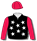 Black, white stars, red sleeves & cap