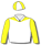 WHITE, YELLOW YOKE AND SLEEVES, QUARTERED CAP, WHITE POM POM