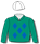 Emerald green, royal blue diamonds (b&f) & white cap
