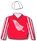 Red, silver fernleaf (b&f), red & white striped sleeves with red arm band, white cap