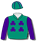 Emerald green, purple shamrocks (b&f) & sleeves, emerald green cap with purple seams