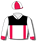 White, black yoke, red braces & cuffs, red & white quartered cap