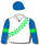 White, royal blue & apple green chequered sash & arm bands, royal blue cap
