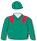 Emerald green, red & white chequered epaulettes, emerald cap with red & white chequered strips