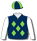 Dark blue, lime green diamonds, white sleeves, dark blue & lime green cap