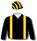BLACK, GOLD BRACES AND BAND, STRIPED CAP