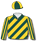 Dark green & gold diagonal stripes, striped sleeves & quartered cap