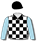 BLACK AND WHITE CHECKS, LIGHT BLUE SLEEVES