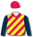 RED, YELLOW DIAGONAL STRIPES, DARK BLUE SLEEVES