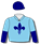 Sky blue, navy blue fleur de lis (b&f), sky blue & navy blue halved sleeves, navy blue cap with sky blue fleur de lis & pompom