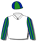 WHITE, GREEN AND ROYAL BLUE WAIKATO STUD LOGO, STRIPED SLEEVES, QUARTERED CAP