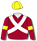 MAROON, WHITE CROSSED SASHES, YELLOW ARMBANDS AND CAP