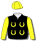 Black, yellow horseshoes, sleeves & cap