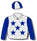 SILVER, ROYAL BLUE STARS AND SLEEVES, QUARTERED CAP