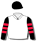 WHITE, BLACK IR, BLACK AND RED HOOPED SLEEVES, BLACK CAP