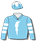 SKY BLUE, WHITE LIGHTNING BOLT, HOOPED SLEEVES, STAR CAP