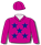 CERISE, DARK BLUE STARS