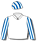 WHITE, BLUE STRIPED SLEEVES AND STRIPED CAP