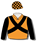 Orange, black crossed sashes, black sleeves, orange & black chequered cap