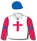 WHITE, RED AND BLUE CHECKED CROSS, RED AND BLUE CHECKED ARMBANDS, BLUE CAP