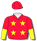 RED, YELLOW STARS AND HALVED SLEEVES, RED CAP WITH WHITE NEWGATE LOGO