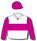 WHITE, CERISE BAND AND SLEEVES, WHITE CROSSES, CERISE CAP, WHITE POM POM