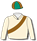 Cream, emerald green & chocolate sash, emerald green & chocolate quartered cap
