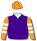 PURPLE, ORANGE AND WHITE HOOPED SLEEVES, ORANGE CAP