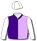 PURPLE AND MAUVE HALVES, WHITE SLEEVES AND CAP