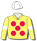 Canary, red spots, white armbands & cap