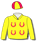 Yellow, red horseshoes (b&f), quartered cap