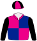 HOT PINK AND ROYAL BLUE QUARTERS, BLACK SLEEVES, QUARTERED CAP